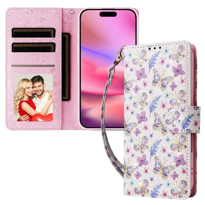 For iPhone 16 Case RFID Blocking Wallet Lacquered Design Mobile Phone Cover
