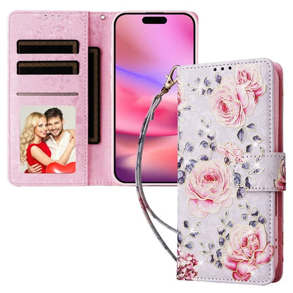 For iPhone 16 Case RFID Blocking Wallet Lacquered Design Mobile Phone Cover