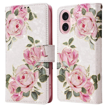 For iPhone 16 Case RFID Blocking Wallet Lacquered Design Mobile Phone Cover