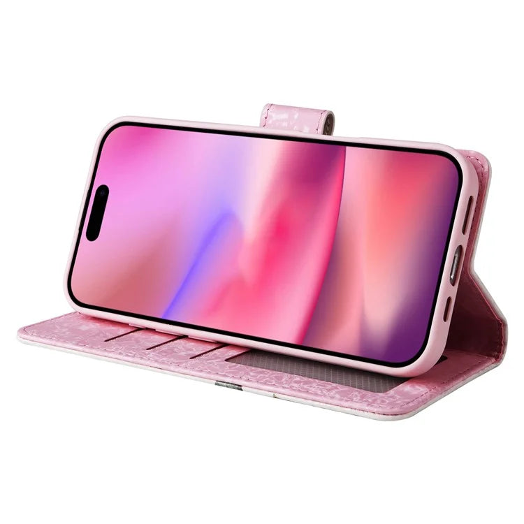 For iPhone 16 Case RFID Blocking Wallet Lacquered Design Mobile Phone Cover