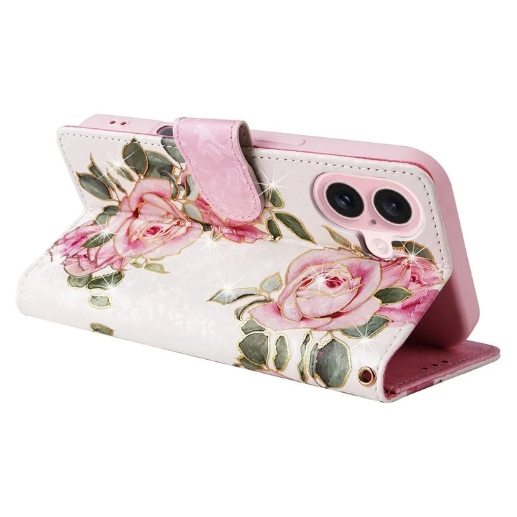 For iPhone 16 Case RFID Blocking Wallet Lacquered Design Mobile Phone Cover