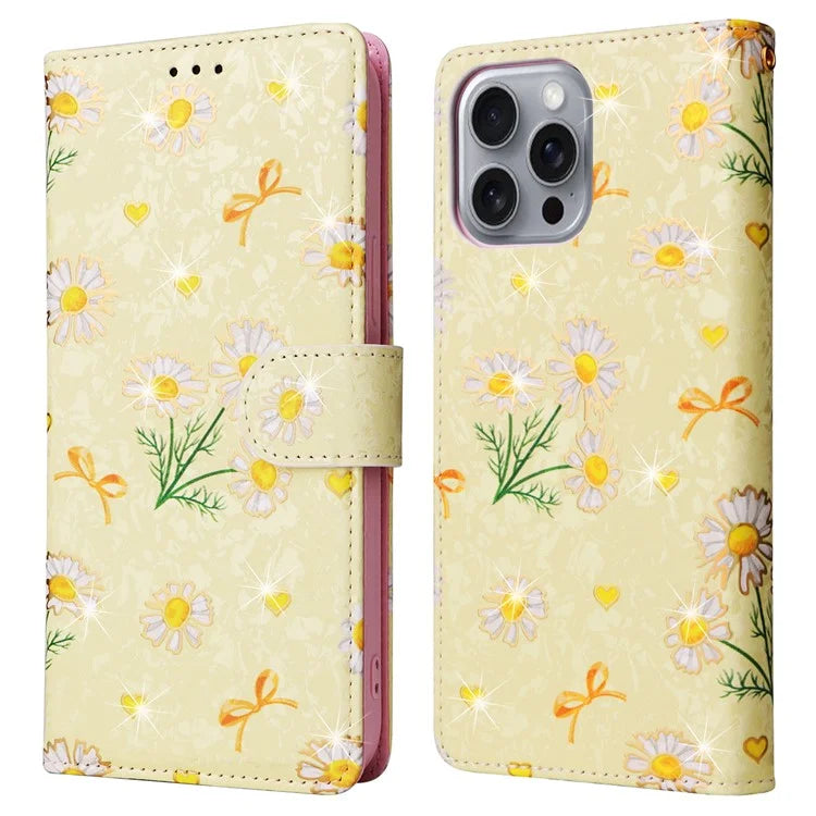 For iPhone 16 Pro Max Cell Phone Case Lacquered RFID Blocking PU Leather Cover