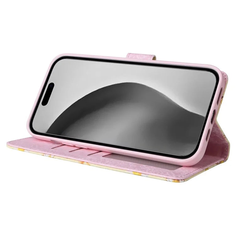 For iPhone 16 Pro Max Cell Phone Case Lacquered RFID Blocking PU Leather Cover