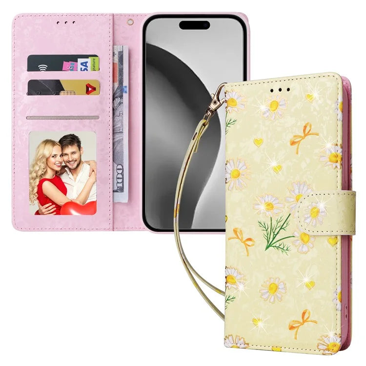 For iPhone 16 Pro Max Cell Phone Case Lacquered RFID Blocking PU Leather Cover