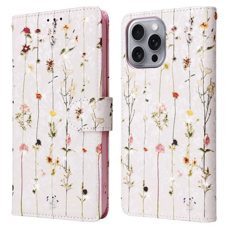 For iPhone 16 Pro Max Cell Phone Case Lacquered RFID Blocking PU Leather Cover