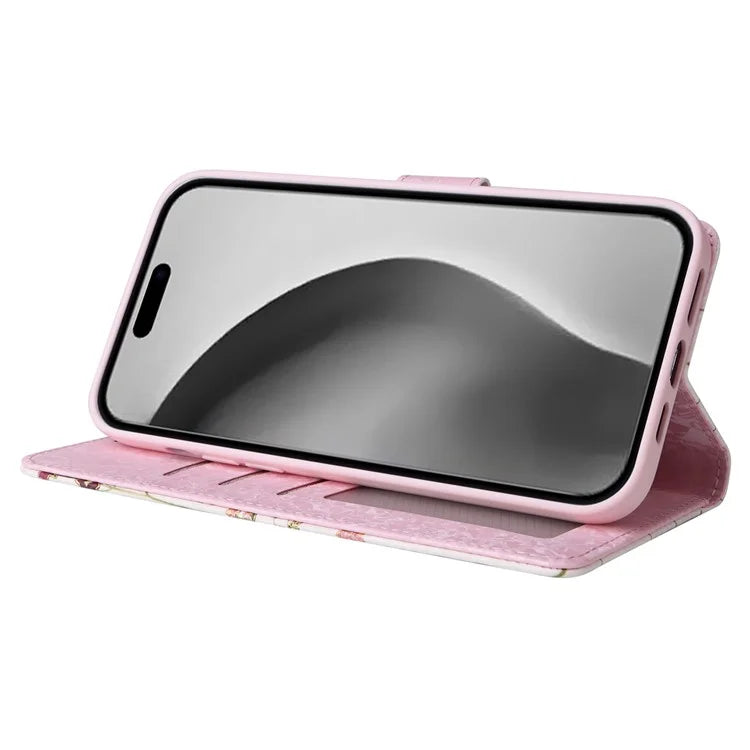 For iPhone 16 Pro Max Cell Phone Case Lacquered RFID Blocking PU Leather Cover