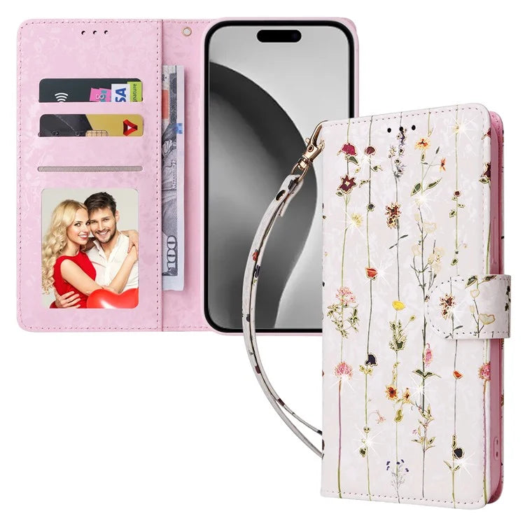 For iPhone 16 Pro Max Cell Phone Case Lacquered RFID Blocking PU Leather Cover