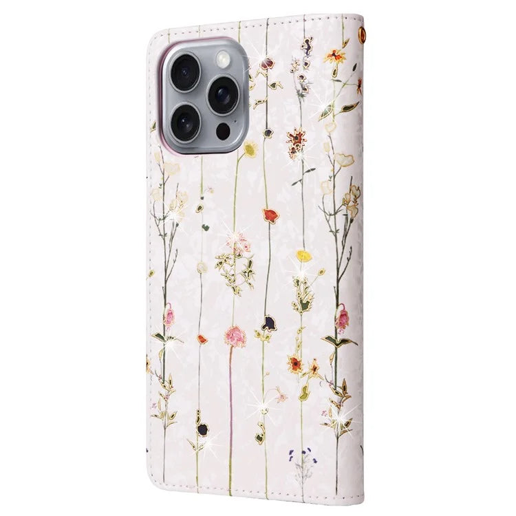 For iPhone 16 Pro Max Cell Phone Case Lacquered RFID Blocking PU Leather Cover