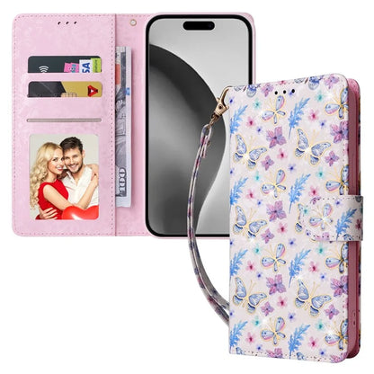 For iPhone 16 Pro Max Cell Phone Case Lacquered RFID Blocking PU Leather Cover