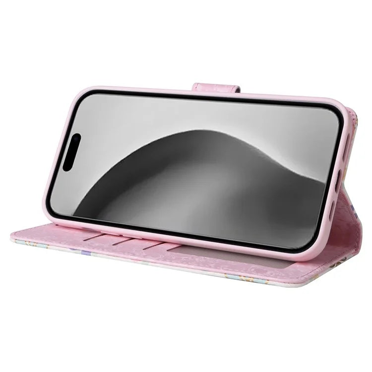 For iPhone 16 Pro Max Cell Phone Case Lacquered RFID Blocking PU Leather Cover