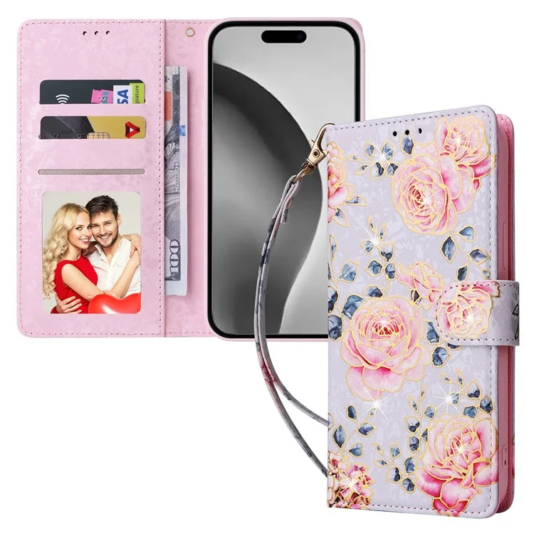 For iPhone 16 Pro Max Cell Phone Case Lacquered RFID Blocking PU Leather Cover