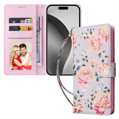 For iPhone 16 Pro Max Cell Phone Case Lacquered RFID Blocking PU Leather Cover