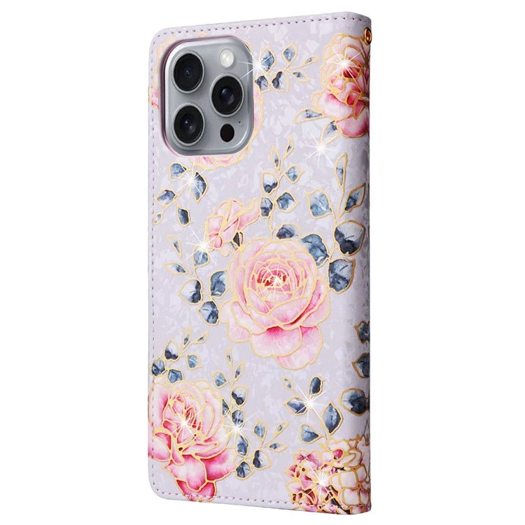 For iPhone 16 Pro Max Cell Phone Case Lacquered RFID Blocking PU Leather Cover