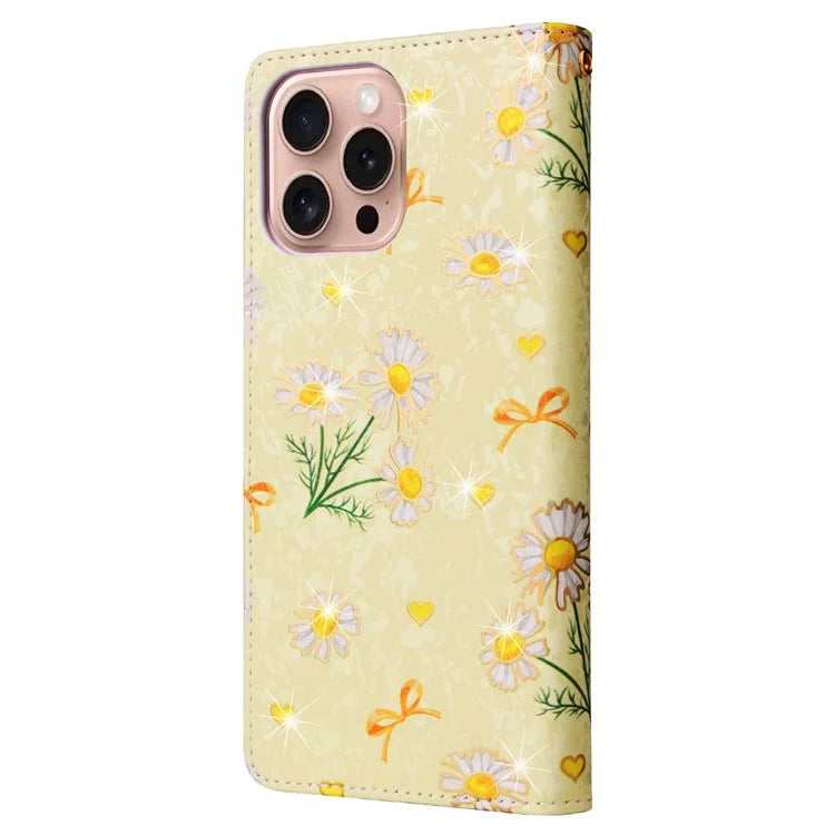 For iPhone 16 Pro Case Lacquered RFID Blocking Wallet PU Leather Stand Phone Cover