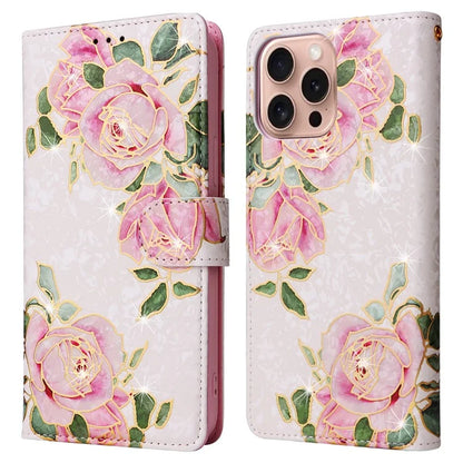 For iPhone 16 Pro Case Lacquered RFID Blocking Wallet PU Leather Stand Phone Cover
