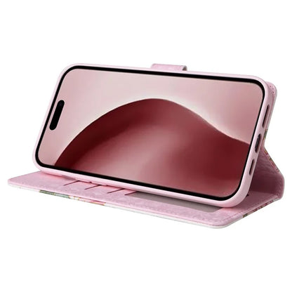 For iPhone 16 Pro Case Lacquered RFID Blocking Wallet PU Leather Stand Phone Cover