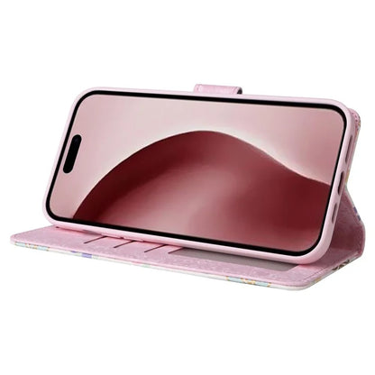 For iPhone 16 Pro Case Lacquered RFID Blocking Wallet PU Leather Stand Phone Cover