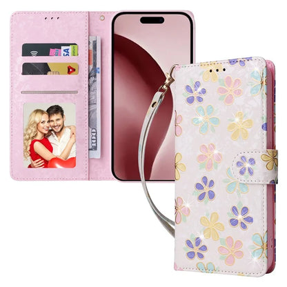 For iPhone 16 Pro Case Lacquered RFID Blocking Wallet PU Leather Stand Phone Cover