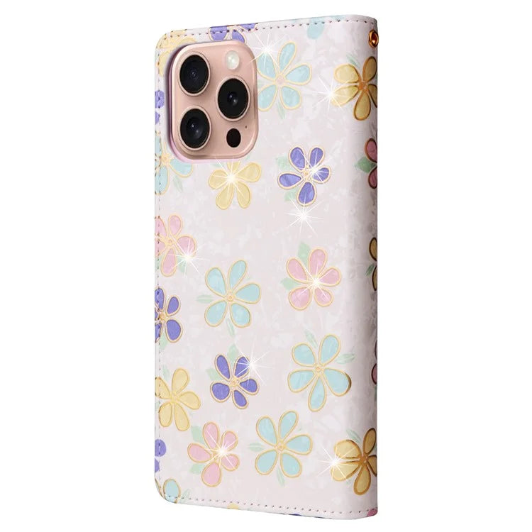 For iPhone 16 Pro Case Lacquered RFID Blocking Wallet PU Leather Stand Phone Cover