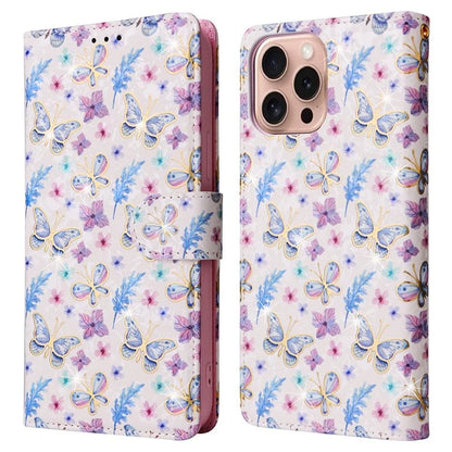For iPhone 16 Pro Case Lacquered RFID Blocking Wallet PU Leather Stand Phone Cover