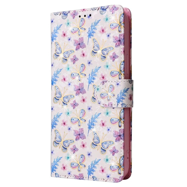 For iPhone 16 Pro Case Lacquered RFID Blocking Wallet PU Leather Stand Phone Cover