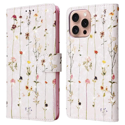 For iPhone 16 Pro Case Lacquered RFID Blocking Wallet PU Leather Stand Phone Cover