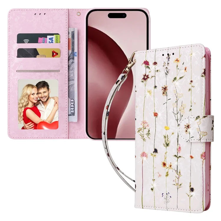 For iPhone 16 Pro Case Lacquered RFID Blocking Wallet PU Leather Stand Phone Cover