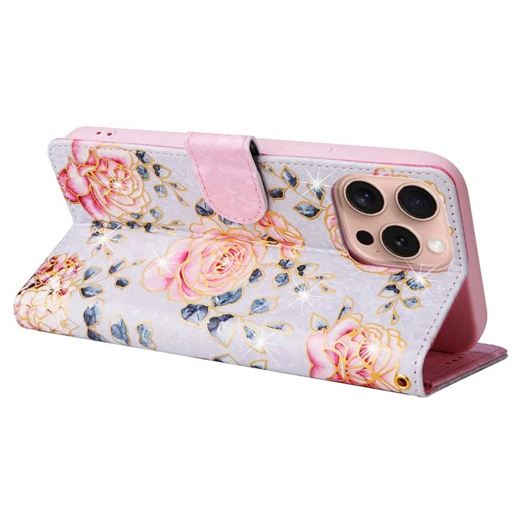 For iPhone 16 Pro Case Lacquered RFID Blocking Wallet PU Leather Stand Phone Cover