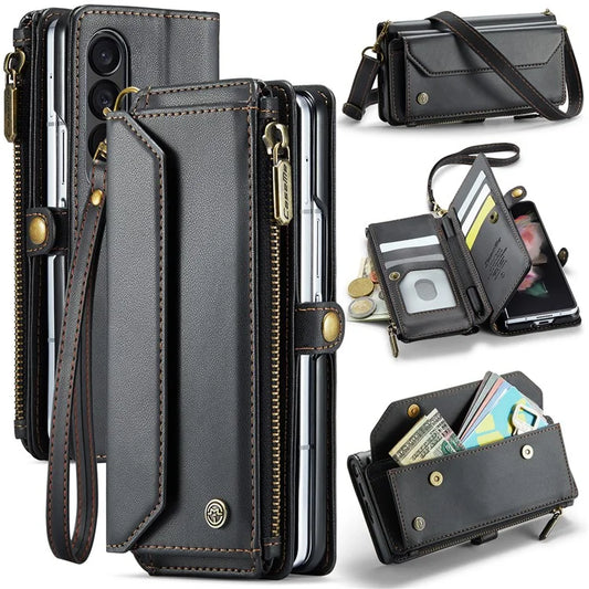 CASEME C36 Series For Samsung Galaxy Z Fold3 5G / W22 5G Case Leather Phone Bag with Stylus Slot