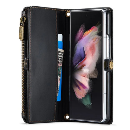CASEME C36 Series For Samsung Galaxy Z Fold3 5G / W22 5G Case Leather Phone Bag with Stylus Slot