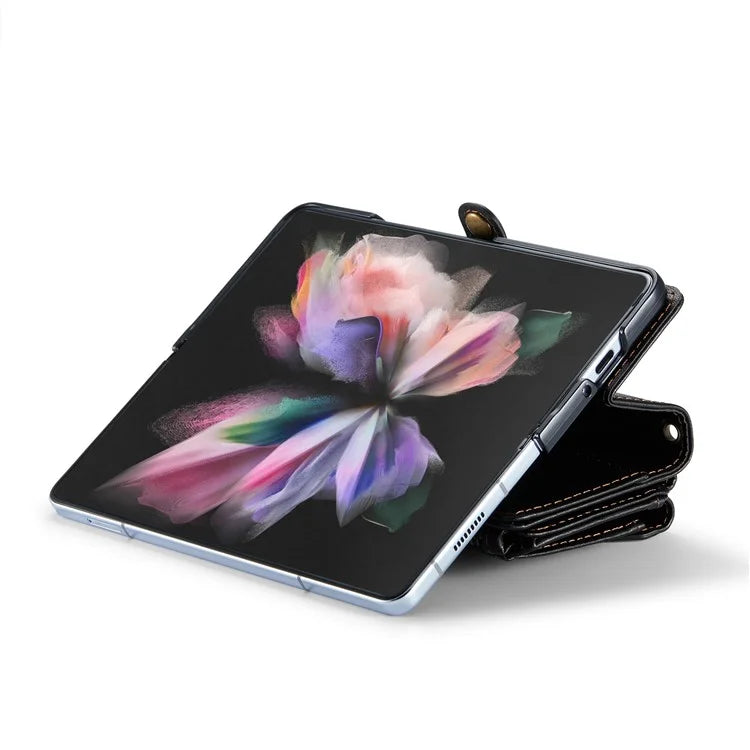 CASEME C36 Series For Samsung Galaxy Z Fold3 5G / W22 5G Case Leather Phone Bag with Stylus Slot