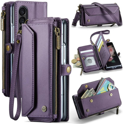 CASEME C36 Series For Samsung Galaxy Z Fold3 5G / W22 5G Case Leather Phone Bag with Stylus Slot
