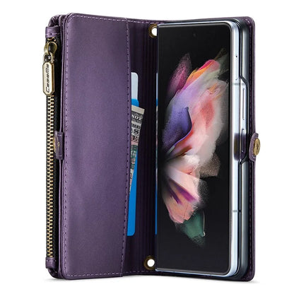 CASEME C36 Series For Samsung Galaxy Z Fold3 5G / W22 5G Case Leather Phone Bag with Stylus Slot