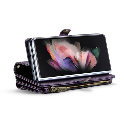 CASEME C36 Series For Samsung Galaxy Z Fold3 5G / W22 5G Case Leather Phone Bag with Stylus Slot
