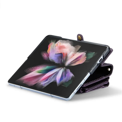 CASEME C36 Series For Samsung Galaxy Z Fold3 5G / W22 5G Case Leather Phone Bag with Stylus Slot