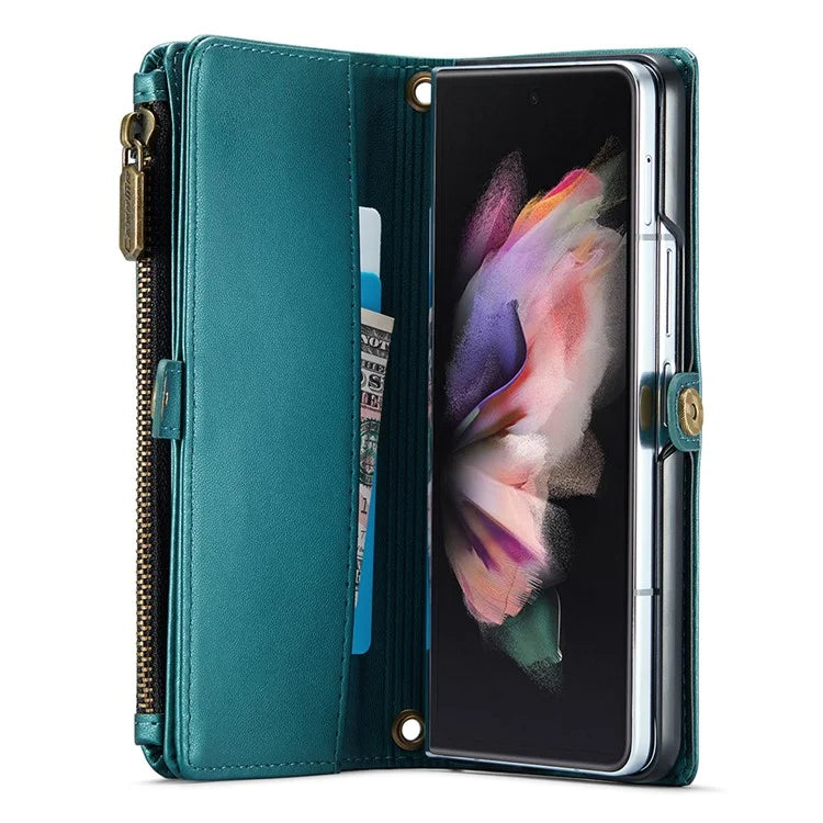 CASEME C36 Series For Samsung Galaxy Z Fold3 5G / W22 5G Case Leather Phone Bag with Stylus Slot