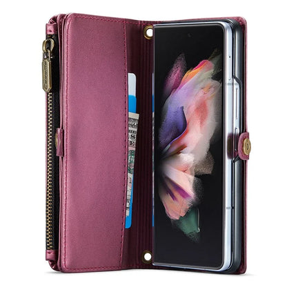 CASEME C36 Series For Samsung Galaxy Z Fold3 5G / W22 5G Case Leather Phone Bag with Stylus Slot