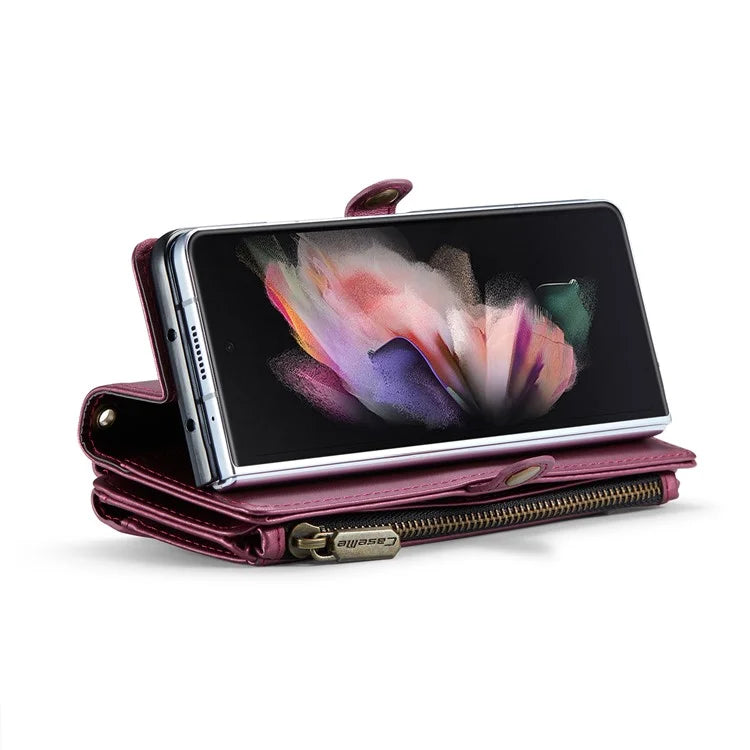 CASEME C36 Series For Samsung Galaxy Z Fold3 5G / W22 5G Case Leather Phone Bag with Stylus Slot