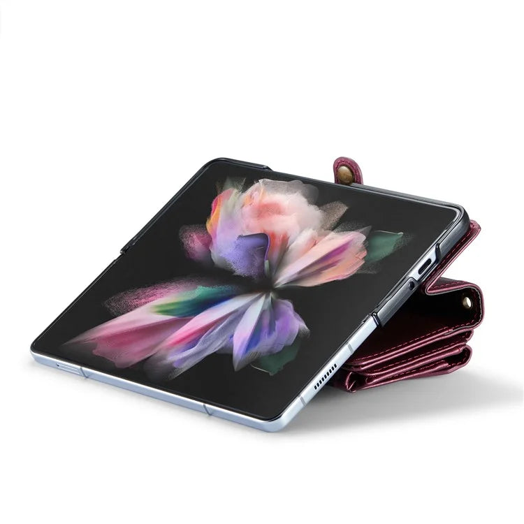 CASEME C36 Series For Samsung Galaxy Z Fold3 5G / W22 5G Case Leather Phone Bag with Stylus Slot