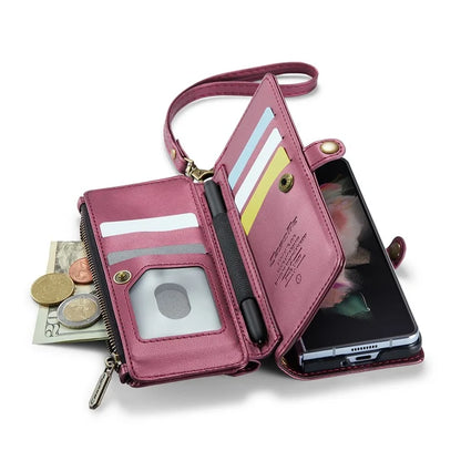CASEME C36 Series For Samsung Galaxy Z Fold3 5G / W22 5G Case Leather Phone Bag with Stylus Slot