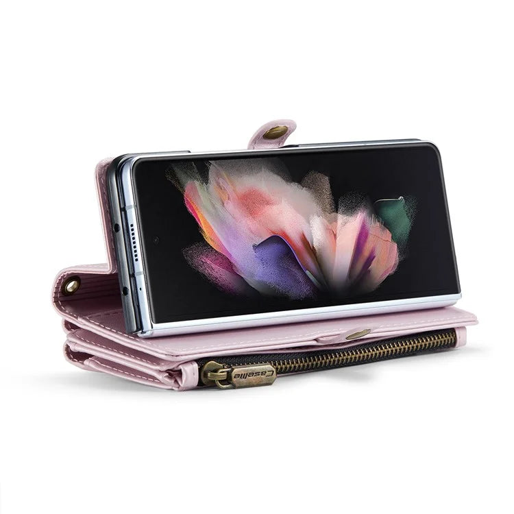 CASEME C36 Series For Samsung Galaxy Z Fold3 5G / W22 5G Case Leather Phone Bag with Stylus Slot