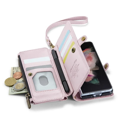 CASEME C36 Series For Samsung Galaxy Z Fold3 5G / W22 5G Case Leather Phone Bag with Stylus Slot