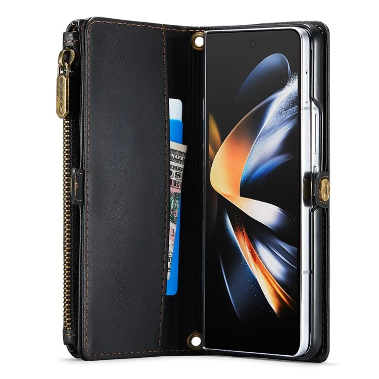 CASEME C36 Series For Samsung Galaxy Z Fold4 5G / W23 Case Pen Holder PU Leather Phone Purse Bag