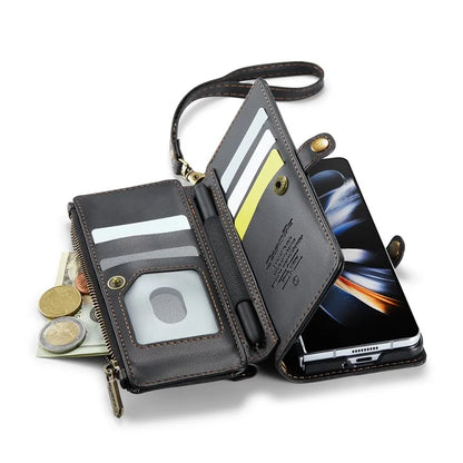 CASEME C36 Series For Samsung Galaxy Z Fold4 5G / W23 Case Pen Holder PU Leather Phone Purse Bag