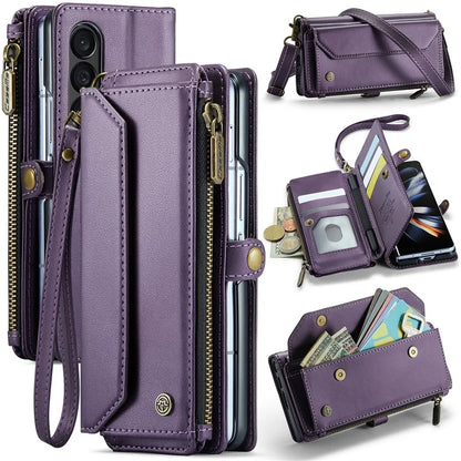 CASEME C36 Series For Samsung Galaxy Z Fold4 5G / W23 Case Pen Holder PU Leather Phone Purse Bag