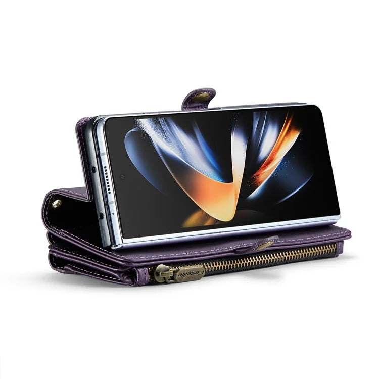CASEME C36 Series For Samsung Galaxy Z Fold4 5G / W23 Case Pen Holder PU Leather Phone Purse Bag