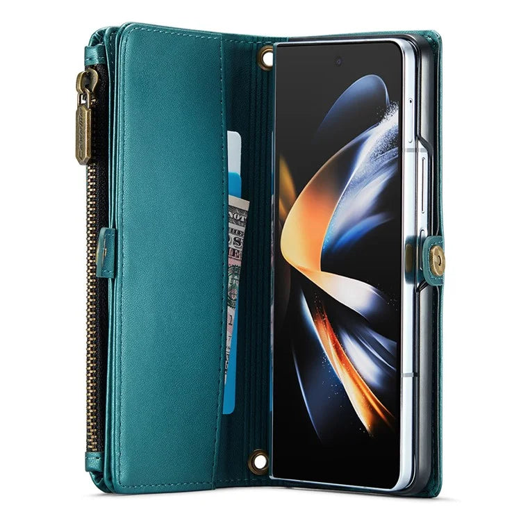 CASEME C36 Series For Samsung Galaxy Z Fold4 5G / W23 Case Pen Holder PU Leather Phone Purse Bag