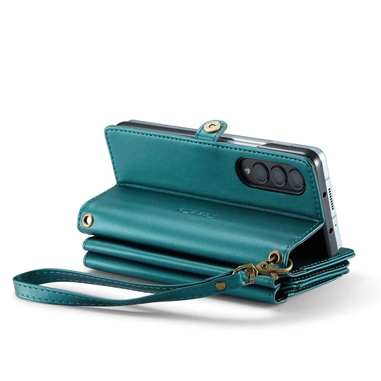 CASEME C36 Series For Samsung Galaxy Z Fold4 5G / W23 Case Pen Holder PU Leather Phone Purse Bag