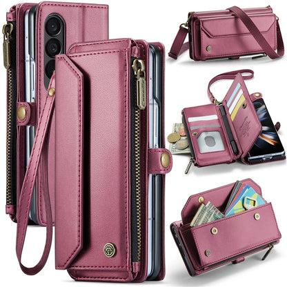 CASEME C36 Series For Samsung Galaxy Z Fold4 5G / W23 Case Pen Holder PU Leather Phone Purse Bag