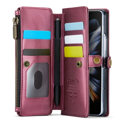 CASEME C36 Series For Samsung Galaxy Z Fold4 5G / W23 Case Pen Holder PU Leather Phone Purse Bag